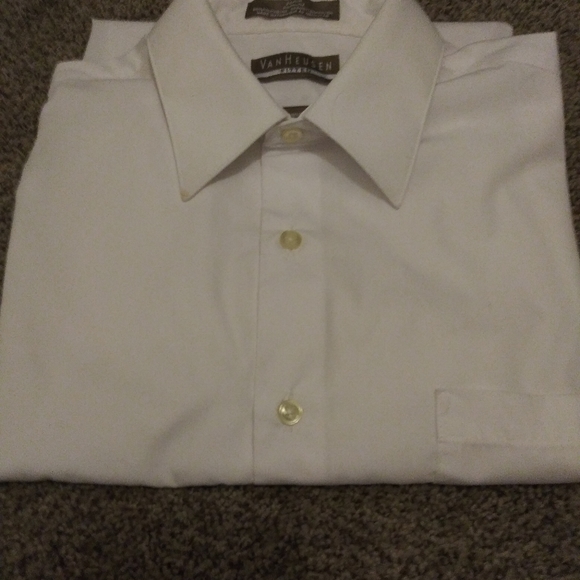 Van Heusen Men's White Long Sleeve Wrinkle Free Dress Shirt Neck 15.5 #M-11 - Picture 2 of 5